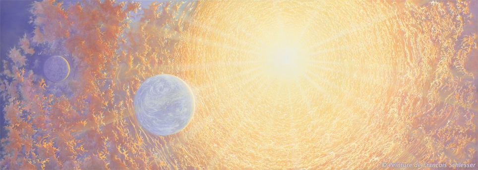 Digigraphie sur toile de "Vents solaires" 146 x 51,6cm (échelle 1) - © Peinture de François Schlesser