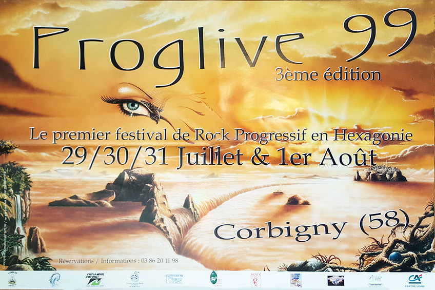 Affiche du Festival de Rock Progressif "PROGLIVE 99" ABBAYE de CORBIGNY (58) - 1999