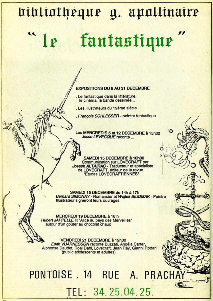 Affiche du Salon "Le Fantastique" - Bibliothèque Guillaume Apollinaire - Pontoise 1990
