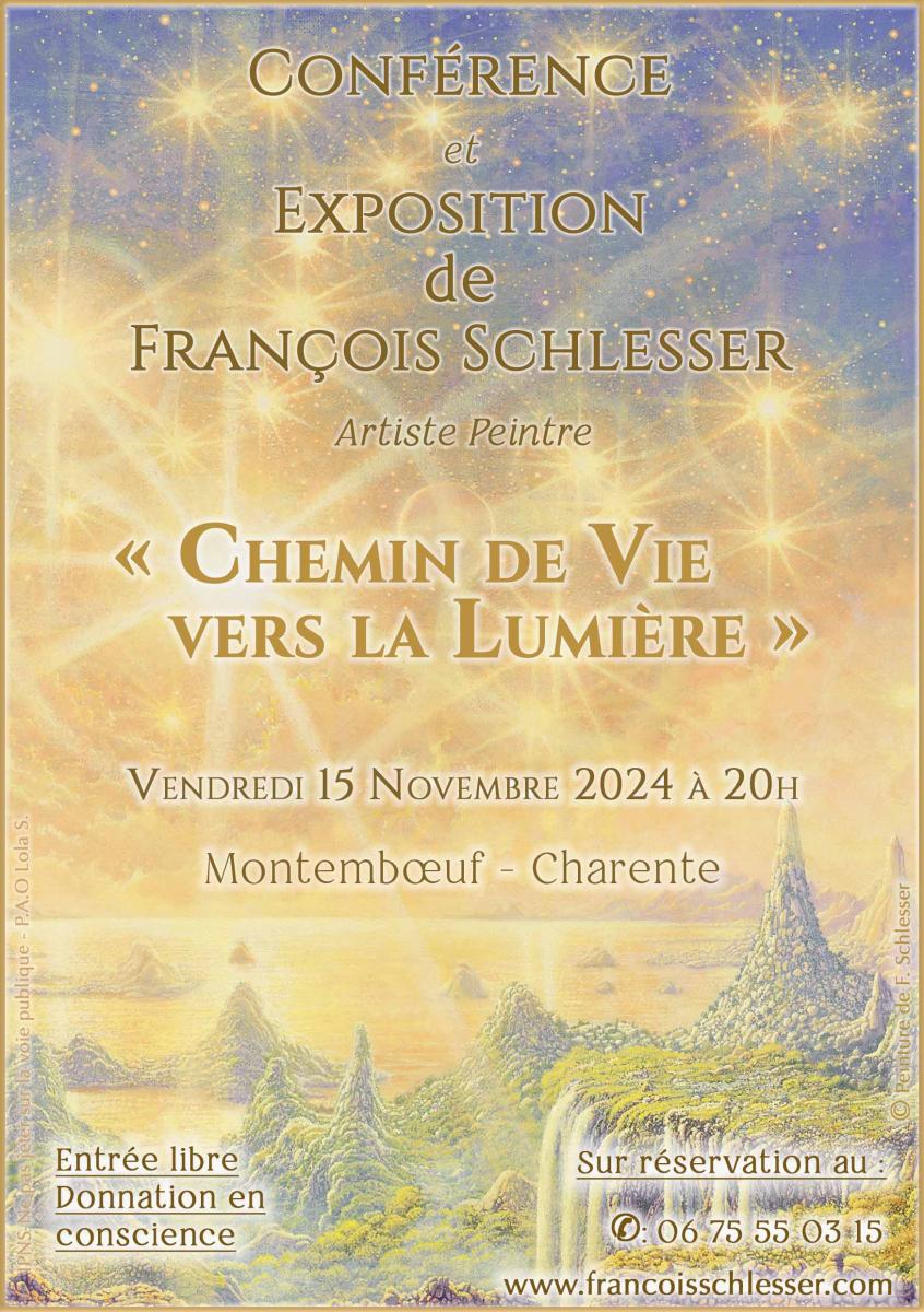 Conférence "Chemin de vie vers la Lumière" 15 novembre 2024 à 20h - sur réservation - Montemboeuf (16) Charente